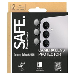 SAFE by PanzerGlass fotoaparato dangtelis, skirtas Samsung Galaxy A55 5G - su juodu rėmeliu