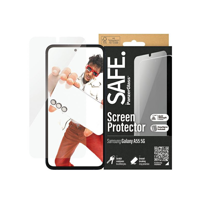 SAFE by PanzerGlass Sam A55 5G A556 Ekrano apsauga Itin platus pritaikymas su Easy Aligner SAFE95687
