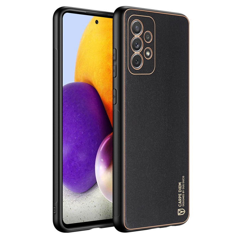 Dux Ducis Yolo elegantiškas dėklas su ekologiškos odos dangteliu, skirtas Samsung Galaxy A72 4G juodas