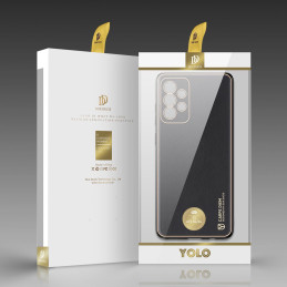 Dux Ducis Yolo elegantiškas dėklas su ekologiškos odos dangteliu, skirtas Samsung Galaxy A72 4G juodas
