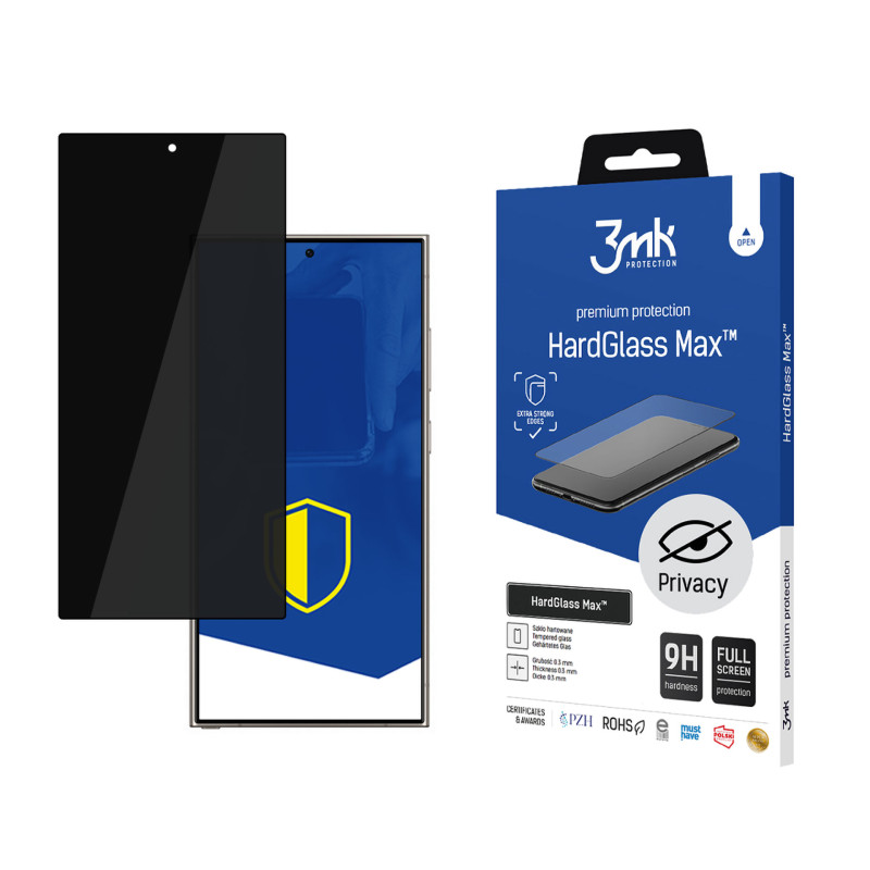9H 3mk HardGlass Max Privacy™ privatumo stiklas, skirtas Samsung Galaxy S24 Ultra