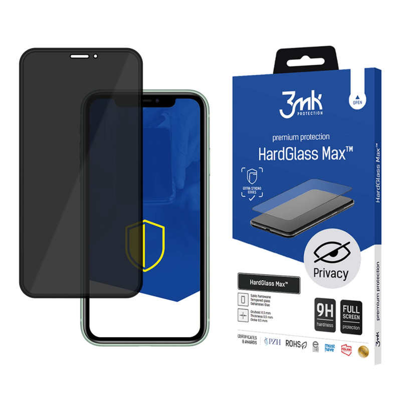 9H 3mk HardGlass Max Privacy™ privatumo stiklas, skirtas iPhone 11