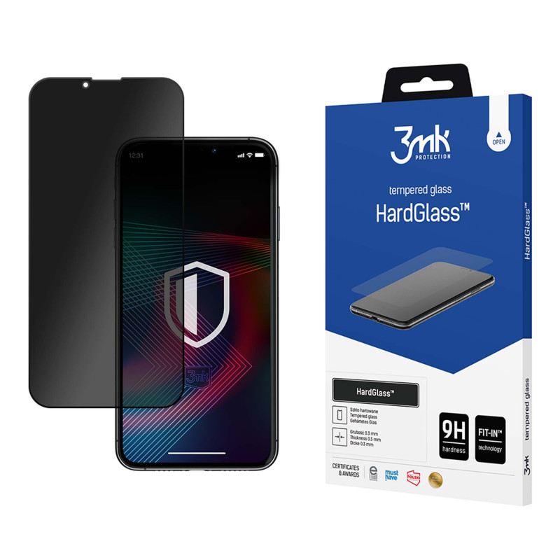 9H privatumo stiklas 3mk HardGlass Max Privacy™, skirtas iPhone 13 / 13 Pro