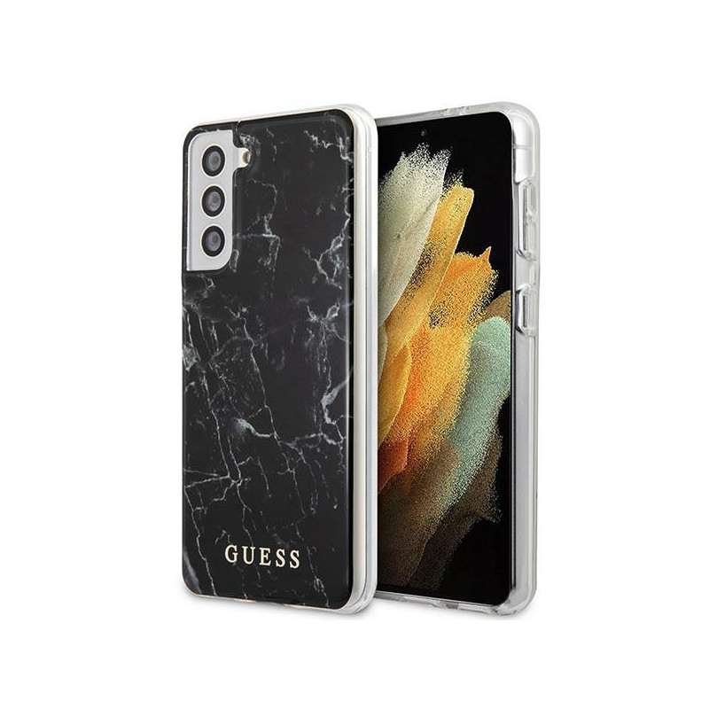 Guess Marble Collection dėklas, skirtas Samsung Galaxy S21+ - juodas