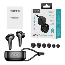 Choetech BH-T17 belaidės TWS ANC ENC IPX6 ausinės - juodos