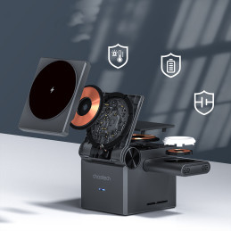 Choetech T632-F indukcinis įkroviklis 15W 3in1, skirtas iPhone / Apple Watch / AirPods - pilka