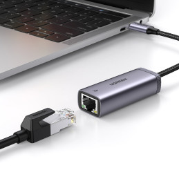 Ugreen išorinio tinklo plokštė C tipo USB – RJ45 1Gbps (1000Mbps) pilka (40322 CM483)