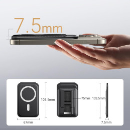 Ugreen Magnetic Wallet 45166 magnetinė MagSafe su stovu ir laikikliu pirštui - juoda