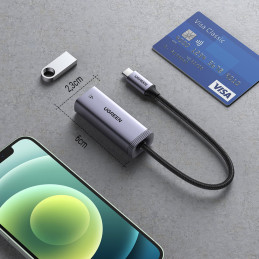 Ugreen išorinio tinklo plokštė C tipo USB – RJ45 1Gbps (1000Mbps) pilka (40322 CM483)