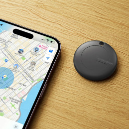 Silver Monkey Tag silikoninis ieškiklis, suderinamas su Apple Find My + dėklu – juodas