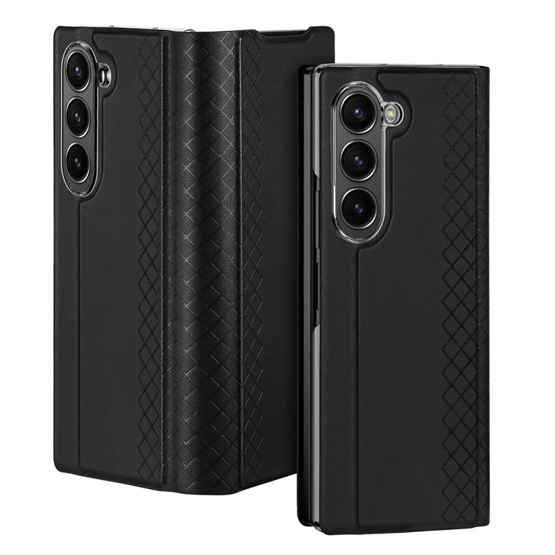 Dux Ducis Brill odinis dėklas Samsung Galaxy Z Fold 6 su atvartu ir kortelių lizdu - juodas