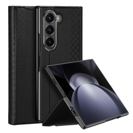 Dux Ducis Brill odinis dėklas Samsung Galaxy Z Fold 6 su atvartu ir kortelių lizdu - juodas