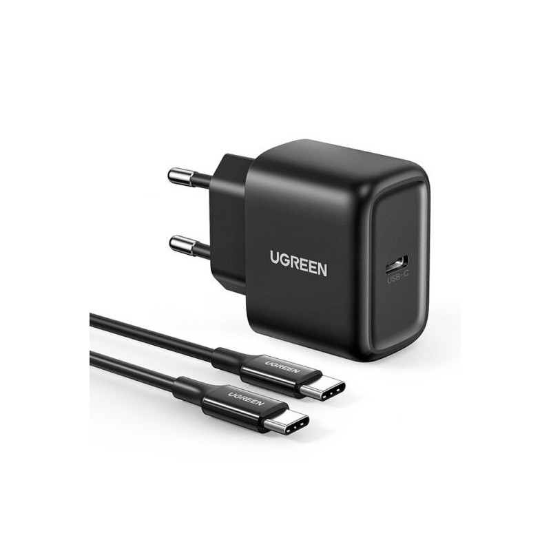 Ugreen USB Type C 25W Power Delivery įkroviklis + USB Type C laidas 2m juodas (50581)