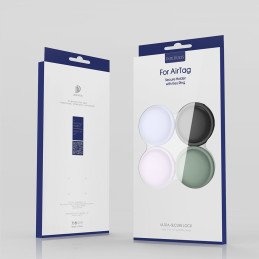 Dux Ducis 4x silikoninio dėklo raktų pakabuko dėklo rinkinys, skirtas Apple AirTag Locator (4 spalvos: juoda, žalia, rož...
