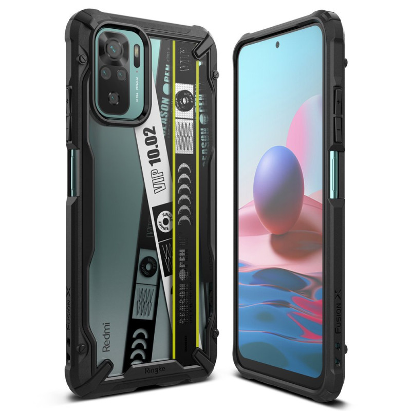 „Ringke Fusion X Design“ šarvuotas dėklas su rėmeliu, skirtas „Xiaomi Redmi Note 10“ / „Redmi Note 10S“, juodas (Bilieto...