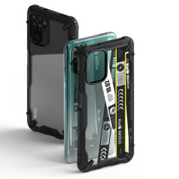 „Ringke Fusion X Design“ šarvuotas dėklas su rėmeliu, skirtas „Xiaomi Redmi Note 10“ / „Redmi Note 10S“, juodas (Bilieto...