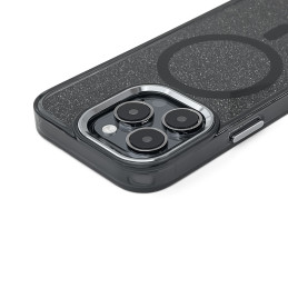 Blizgantis dėklas MagSafe skirtas iPhone 16 Pro - juodas su blizgučiais