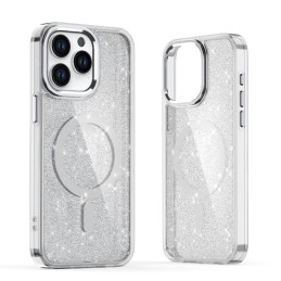Blizgantis dėklas MagSafe skirtas iPhone 16 Plus - baltas su blizgučiais