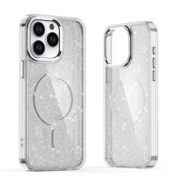 Blizgantis dėklas MagSafe skirtas iPhone 16 Pro Max - baltas su blizgučiais