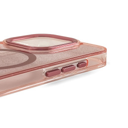 Blizgantis dėklas MagSafe skirtas iPhone 16 Pro - rožinis su blizgučiais