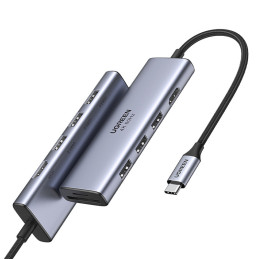 Ugreen 6in1 daugiafunkcis USB Type C HUB – 3x USB 3.2 Gen 1 / HDMI 4K 60Hz / SD ir TF kortelių skaitytuvas pilkas (60383...