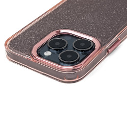 Blizgantis dėklas iPhone 16 Pro - rožinis su blizgučiais
