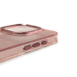 Blizgantis dėklas iPhone 16 Pro - rožinis su blizgučiais