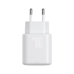Joyroom JR-TCF24 USB-C PD 30W QC SFC tinklo įkroviklis - baltas + 1m USB-C laidas