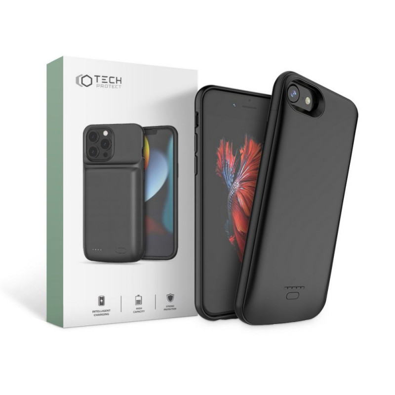Tech-Protect Battery Pack dėklas, skirtas iPhone 6 / 6S / 7 / 8 / SE 2020 / 2022 su 3200 mAh maitinimo bloku - juodas