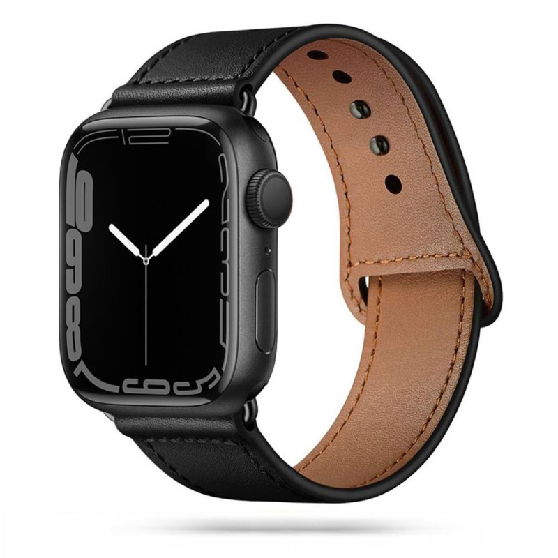 Tech-Protect LeatherFit dirželis, skirtas Apple Watch 4/ 5/ 6/ 7/ 8/ 9/ SE/ Ultra 1/ 2 (42/ 44/ 45/ 49 mm) – juodas