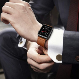 Tech-Protect LeatherFit dirželis, skirtas Apple Watch 4/ 5/ 6/ 7/ 8/ 9/ SE/ Ultra 1/ 2 (42/ 44/ 45/ 49 mm) – ruda