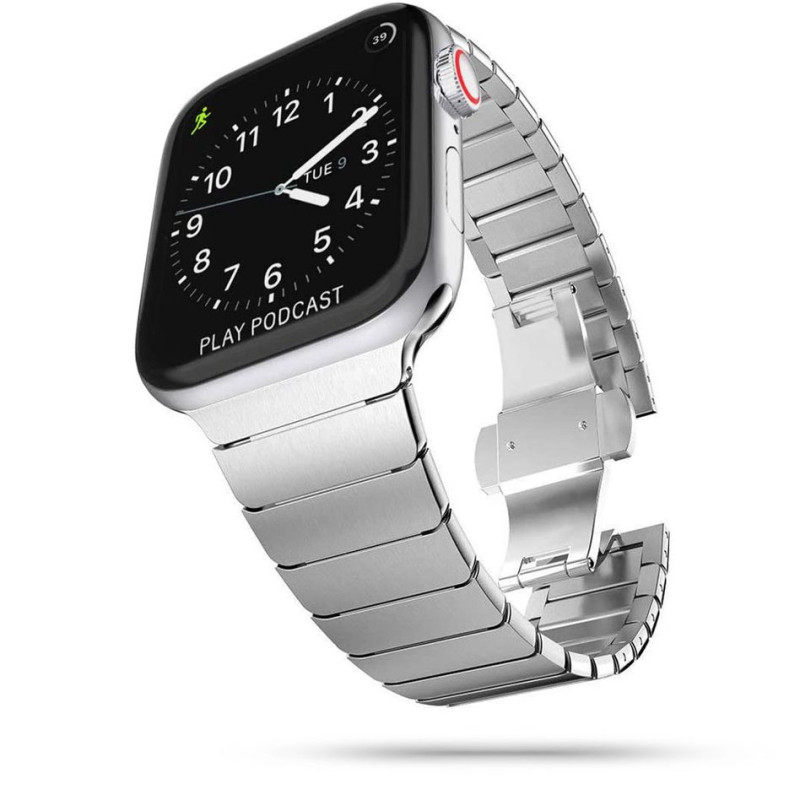 Tech-Protect LinkBand, skirta Apple Watch 4/ 5/ 6/ 7/ 8/ 9/ SE/ Ultra 1/ 2 (42/ 44/ 45/ 49 mm) – sidabrinė