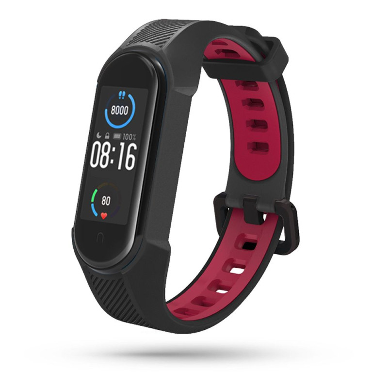 Tech-Protect Armor dirželis, skirtas Xiaomi Mi Smart Band 5/ 6/ 6 NFC - juoda ir raudona