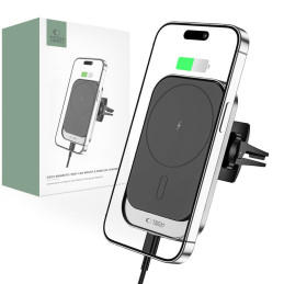 Tech-Protect CW19 magnetinis automobilinis MagSafe laikiklis su 15W indukciniu įkrovikliu orlaidei - juodas