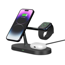 Tech-Protect A12 3in1 MagSafe indukcinis įkroviklis išmaniajam telefonui / ausinėms / išmaniajam laikrodžiui - juodas