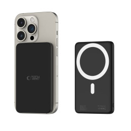 Tech-Protect LifeMag PB9 Powerbank su MagSafe 5000mAh 15W USB-C / Lightning prievadais - juodas + USB-C laidas