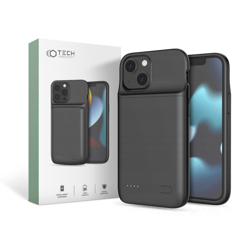 Tech-Protect PowerCase dėklas, skirtas iPhone 12 mini / 13 mini su 4700 mAh maitinimo bloku - juodas