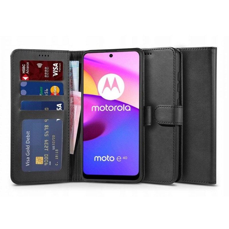 Tech-Protect piniginės dėklas, skirtas Motorola Moto E20 / E30 / E40 - juodas