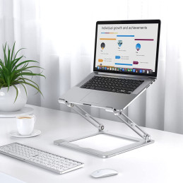 Tech-Protect ULS400 universalus ištraukiamas stovas nešiojamam kompiuteriui iki 17" – sidabrinis
