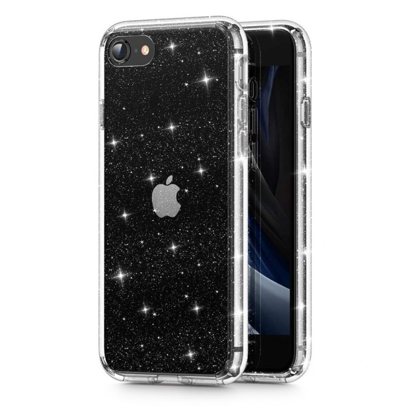 Tech-Protect Glitter iPhone 7 / 8 / SE 2020 / 2022 dėklas - skaidrus ir sidabrinis