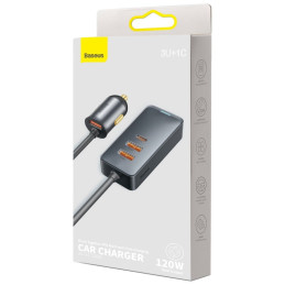 Baseus Share Together automobilinis įkroviklis 3x USB / USB Type C 120W PPS Quick Charge Power Delivery pilka (CCBT-B0G)