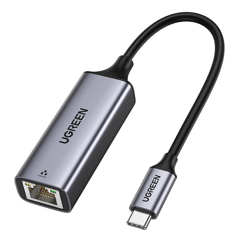 Ugreen išorinio tinklo plokštė RJ45 – C tipo USB (1000 Mbps / 1 Gbps) Gigabit Ethernet pilka (CM199)