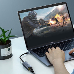 Ugreen išorinio tinklo plokštė RJ45 – C tipo USB (1000 Mbps / 1 Gbps) Gigabit Ethernet pilka (CM199)