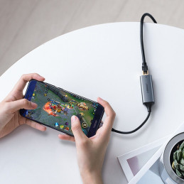 Ugreen išorinio tinklo plokštė RJ45 – C tipo USB (1000 Mbps / 1 Gbps) Gigabit Ethernet pilka (CM199)