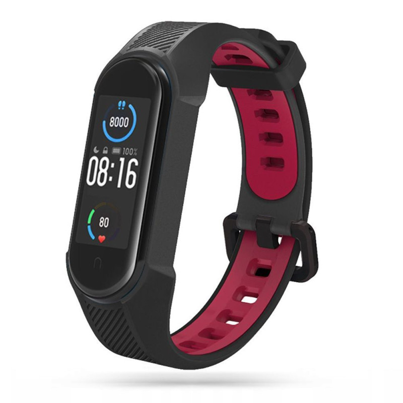 Tech-Protect Armor dirželis, skirtas Xiaomi Mi Smart Band 5 / 6 / 7 / NFC - juoda ir raudona