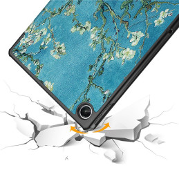 Tech-Protect SmartCase dėklas, skirtas Lenovo Tab M10 Plus (3 gen.) 10,6" TB-125 / TB-128 - mėlynas su sakurų gėlėmis