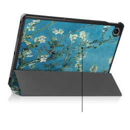 Tech-Protect SmartCase dėklas, skirtas Lenovo Tab M10 Plus (3 gen.) 10,6" TB-125 / TB-128 - mėlynas su sakurų gėlėmis