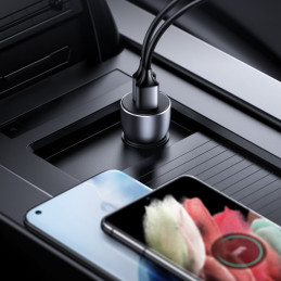 Ugreen greitas automobilinis įkroviklis 2x USB 36W Quick Charge SCP FCP AFC pilka (CD213 10144)