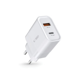 Tech-Protect C30W USB-C PD 30W / USB-A QC 3.0 tinklo įkroviklis – baltas