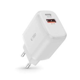 Tech-Protect C20W USB-C PD 20W / USB-A QC 3.0 tinklo įkroviklis – baltas